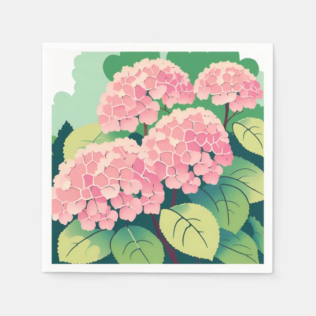 Servilleta De Papel Jardín elegante floral rosa Hydrangea (Anverso)