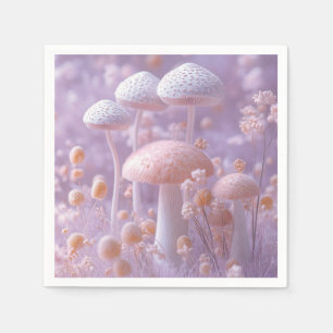 Servilleta De Papel Jardín etéreo de hongos, fantasía suave pastel