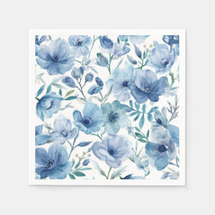 Servilleta De Papel Jardín floral acuarela botánica azul