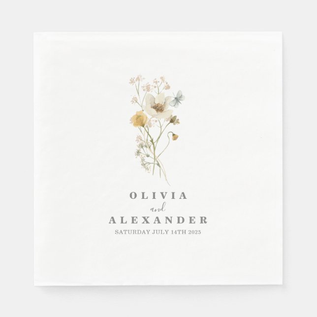 Servilleta De Papel Jardín floral boho de flores silvestres (Anverso)