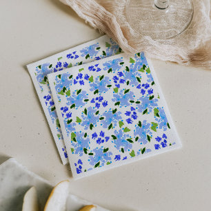 Servilleta De Papel Jardín floral de acuarela azul