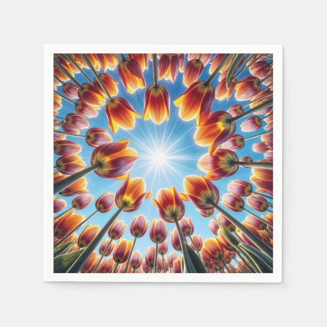 Servilleta De Papel Jardín Holandés De Tulipanes Al Sol (Anverso)