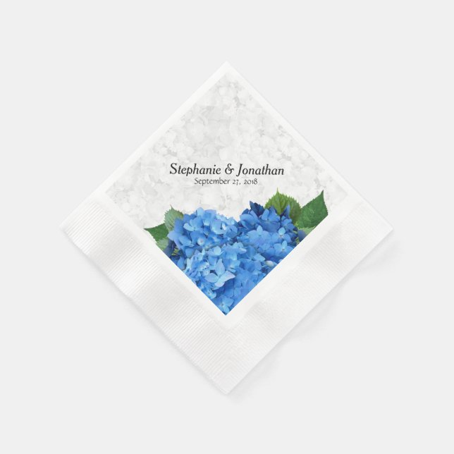 Servilleta De Papel Jardín Romance Blue Hydrangea Floral Napkins (Borde)