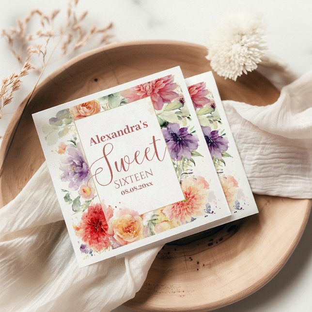 Servilleta De Papel Jardín Romántico Florales Dulces Dieciséis (Subido por el creador)