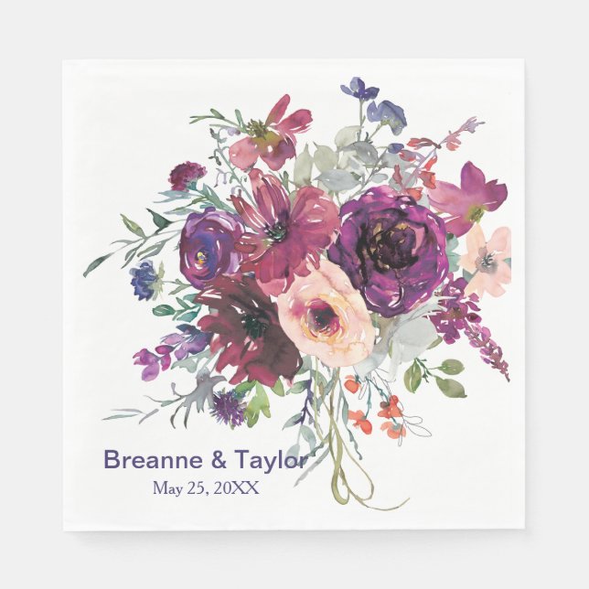 Servilleta De Papel Jardín Splash Boda floral moderno (Anverso)