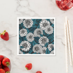 Servilleta De Papel Jardines Dahlia blancos/ hojas azules