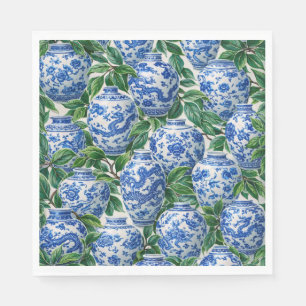 Servilleta De Papel Jarra de jengibre de porcelana china azul