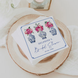 Servilleta De Papel Jarras de boda de Chinoiserie floral rosa