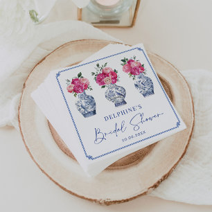 Servilleta De Papel Jarras de boda de Chinoiserie floral rosa