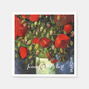 Servilleta De Papel Jarrón con amapolas rojas Vincent van Gogh. Vintag