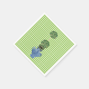 Servilleta De Papel Jarrón de jengibre de gingham verde topiaria
