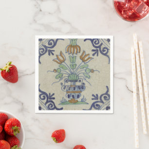 Servilleta De Papel Jarrón holandés de tulipanes de azulejo Delft anti