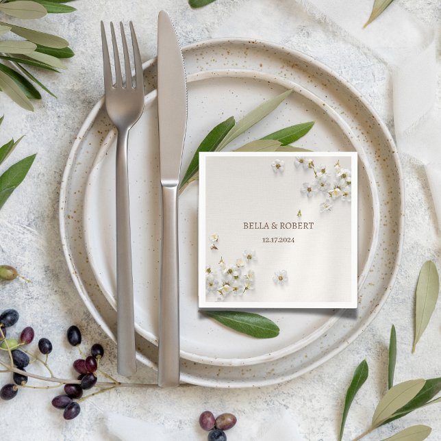 Servilleta De Papel Jasmine Floral Boho Boda Napkins (Subido por el creador)