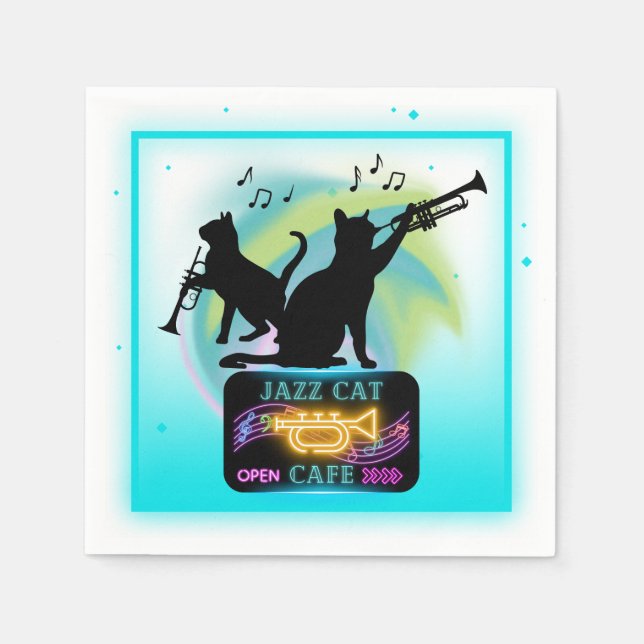 Servilleta De Papel Jazz Cats | Toallas de papel de trompeta (Anverso)