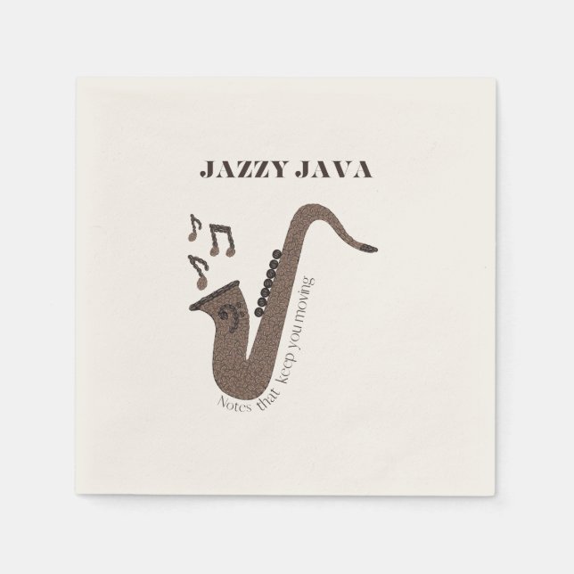 Servilleta De Papel Jazzy Java-Coffee Beans-Saxofhone- (Anverso)