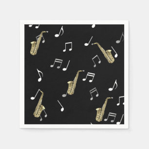 Servilleta De Papel Jazzy Saxophone & Musical Notes