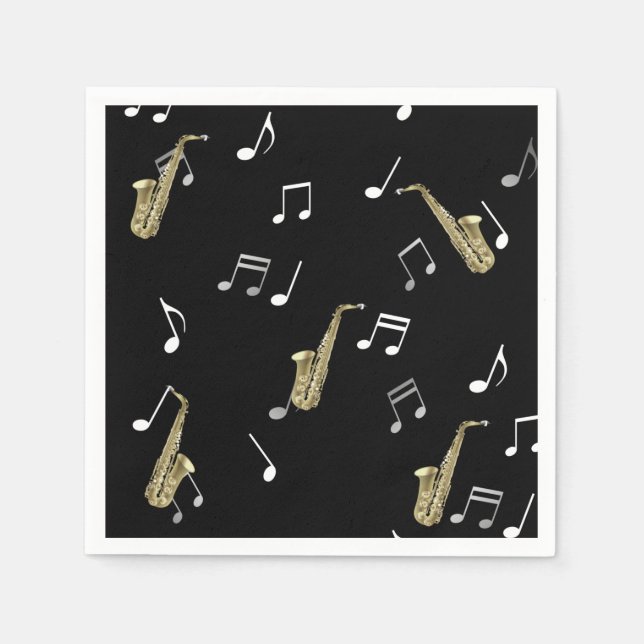 Servilleta De Papel Jazzy Saxophone & Musical Notes (Anverso)