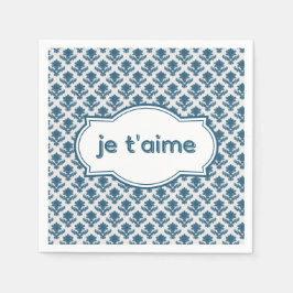 Servilleta De Papel Je T'aime Elegant French Tapestry Blue White