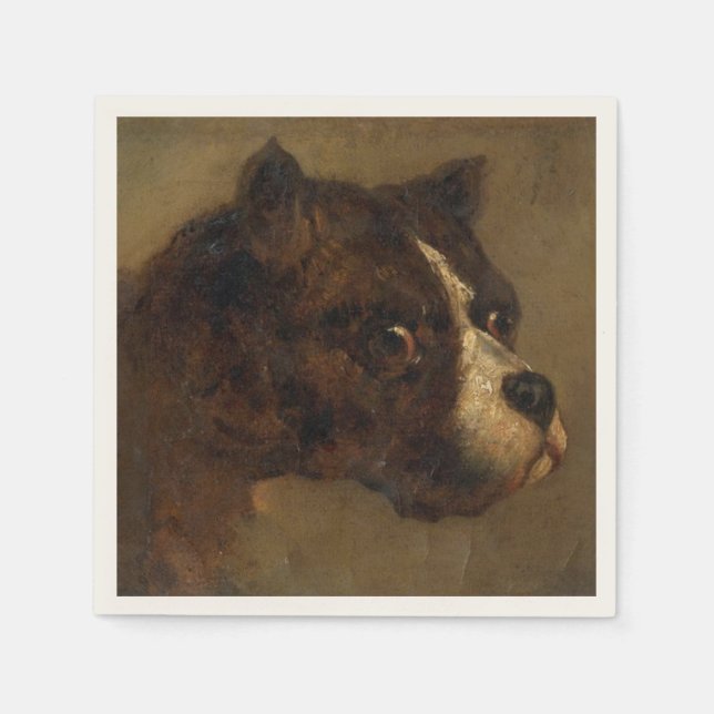 Servilleta De Papel Jefe de Bulldog (por Théodore Géricault) (Anverso)