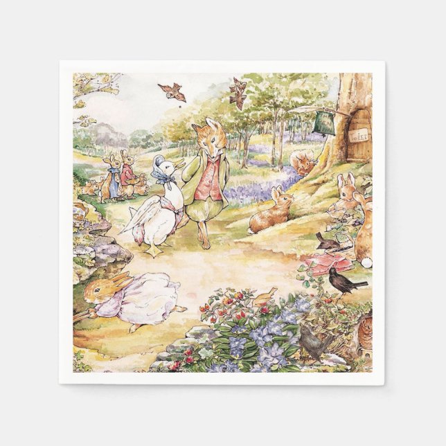 Servilleta De Papel Jemima Puddle Duck dando un paseo con el señor Fox (Anverso)