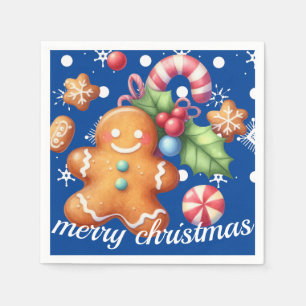 Servilleta De Papel Jengibre Navidad Menta Azul Nombre Nieve
