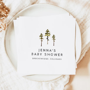 Servilleta De Papel JENNA Rustic Watercolor Pine Tree Baby Shower