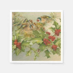 Servilleta De Papel Jerarquía de los pájaros del navidad del vintage