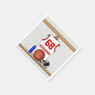 Servilleta De Papel Jersey de baloncesto rojo y blanco personalizado