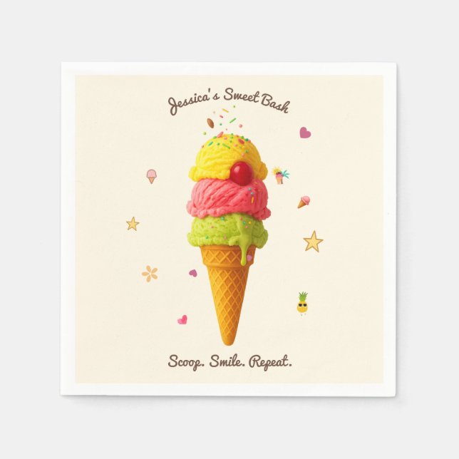 Servilleta De Papel Jessica's Sweet Bash - Diseño de Fiesta helado (Anverso)