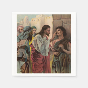 Servilleta De Papel Jesucristo curando al hombre ciego