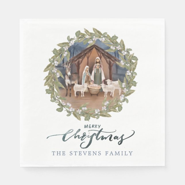 Servilleta De Papel Jesús Bebé en la Natividad de los Manglares (Anverso)