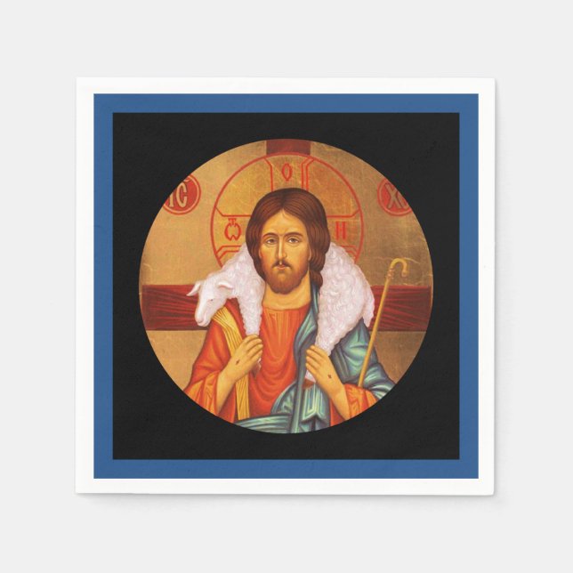 Servilleta De Papel Jesús cargando el icono de la oveja perdida (Anverso)