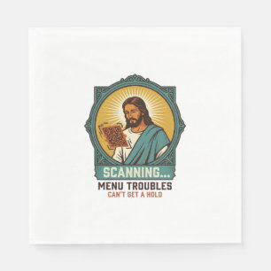Servilleta De Papel Jesús Código QR Borroso No Se Escanea Menú Humor T