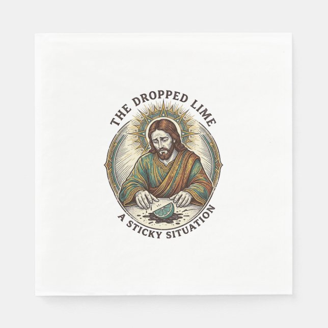 Servilleta De Papel Jesús Dejó Cuña De Lima Suelo Sucio Tequila Fiesta (Anverso)
