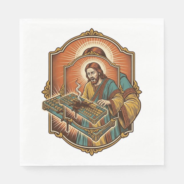 Servilleta De Papel Jesús derrame de café teclado mecánico roto tecnol (Anverso)