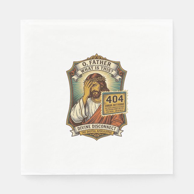 Servilleta De Papel Jesús Divertido Error 404 Humor Desarrollador Web  (Anverso)