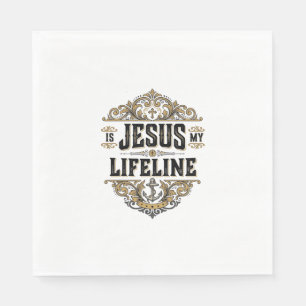Servilleta De Papel Jesús Es Mi Línea De Vida Camiseta Cristiana Vinta