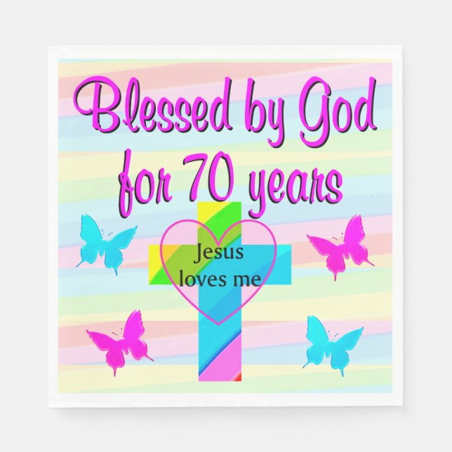 SERVILLETA DE PAPEL JESÚS ME AMA LAS NAPKINS DEL CUMPLEAÑOS 70 (Anverso)
