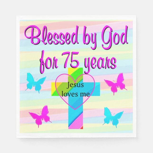 SERVILLETA DE PAPEL JESÚS ME AMA NAPKINS, PAPEL DE CUMPLEAÑOS 75 (Anverso)