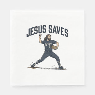 Servilleta De Papel Jesús salva al lanzador de béisbol Grabado vintage