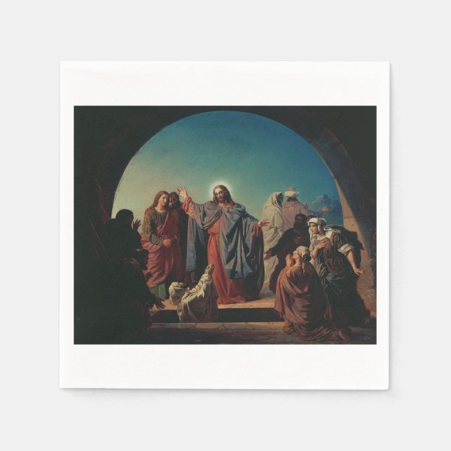 Servilleta De Papel Jesus Wakes Lazarus por Robert Wilhelm Ekman (Anverso)