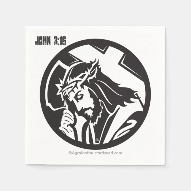 Servilleta De Papel Jesús y la cruz cristiana (Anverso)