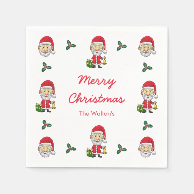 Servilleta De Papel Jingle Bells con Santa (Anverso)