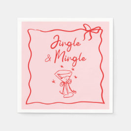 Servilleta De Papel Jingle y Mingle Fiesta de Navidad Dibujada a Mano