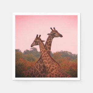 Servilleta De Papel jirafas con cielo rosa