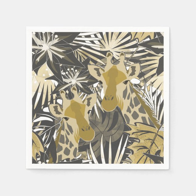 Servilleta De Papel jirafas en el bosque tropical. (Anverso)