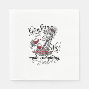 Servilleta De Papel Jirafas y vino diseño de camiseta de grabado vinta