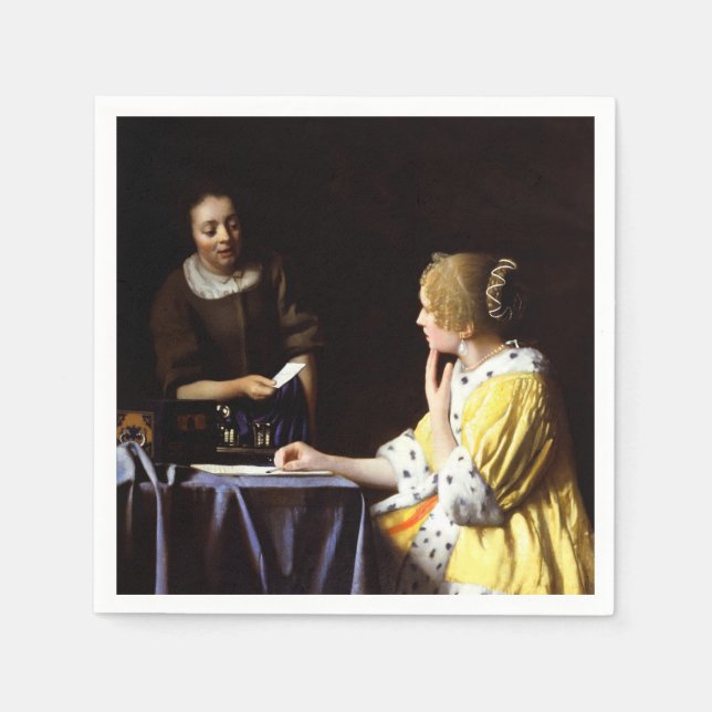 Servilleta De Papel Johannes Vermeer, amante y empleada doméstica (Anverso)
