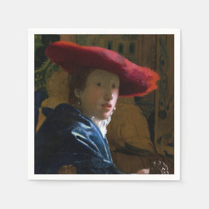 Servilleta De Papel Johannes Vermeer - Chica con un Gorra rojo
