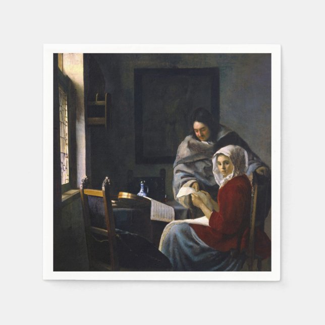Servilleta De Papel Johannes Vermeer - Chica interrumpida en su música (Anverso)